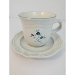 Pfaltzgraff Poetry Blue Rose Vintage Cup And Saucer Glossy Coffee Tea